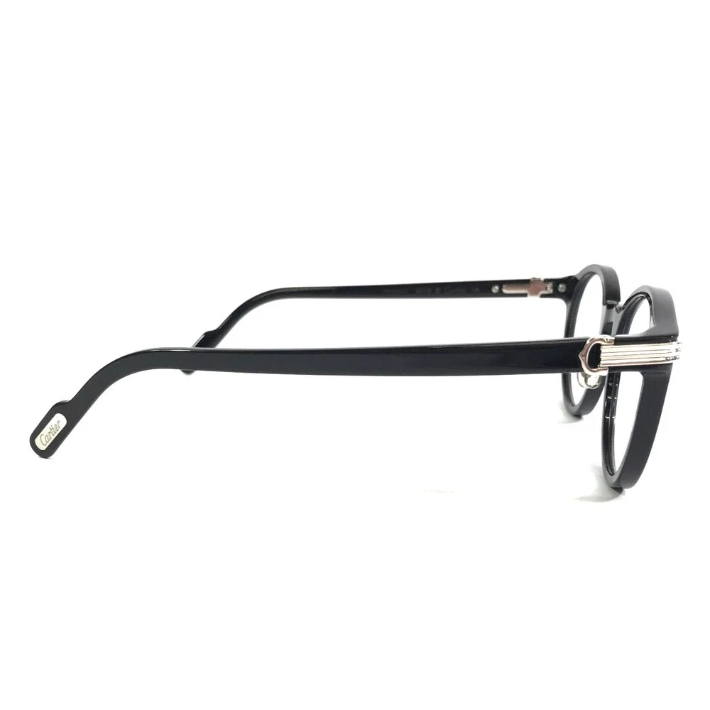 Cartier Eyeglasses Frames CT0312O 001 Black Silver Round Full Rim 50-22-145